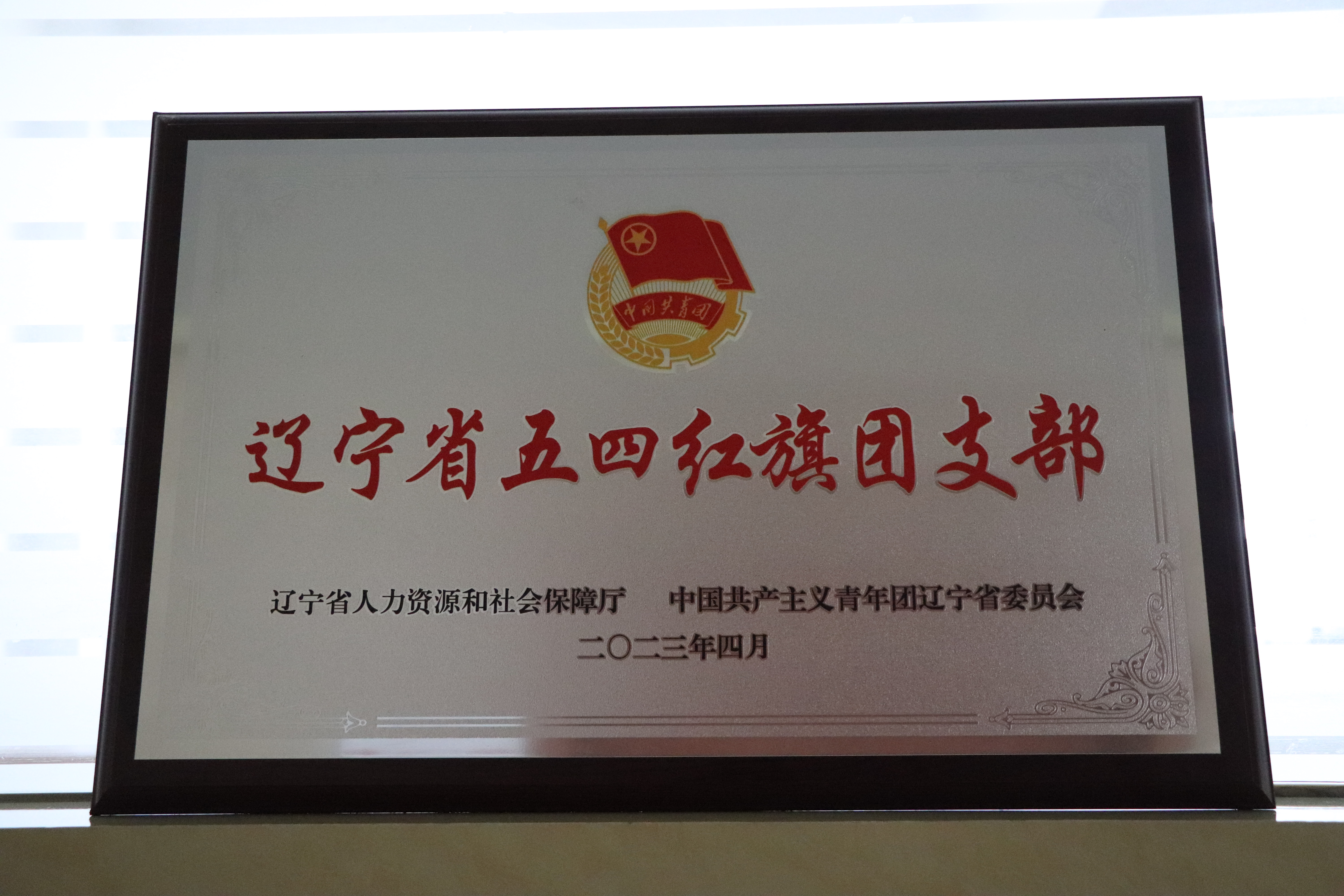 2023年4月 遼寧省人力資源和社會(huì)保障廳等 授予生產(chǎn)第一團(tuán)支部-“遼寧省五四紅旗團(tuán)支部”.JPG